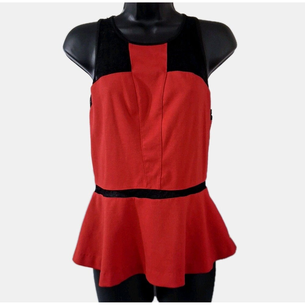 Guess Top Size M Sleeveless Peplum Gothcore Baddie Dark Romantic Lace Whimsygoth